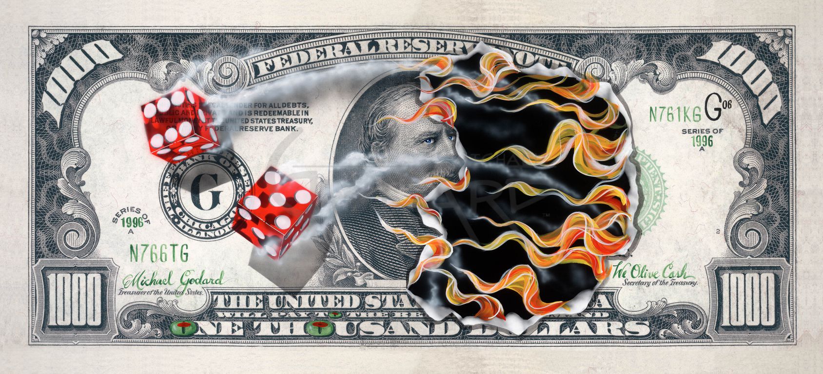 $1,000 Bill We Olive Cash